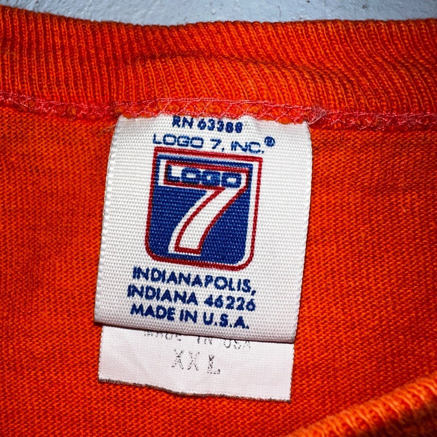 Denver Broncos 1997 Vintage Logo 7 AFC Champion T Shirt Orange Football 2XL