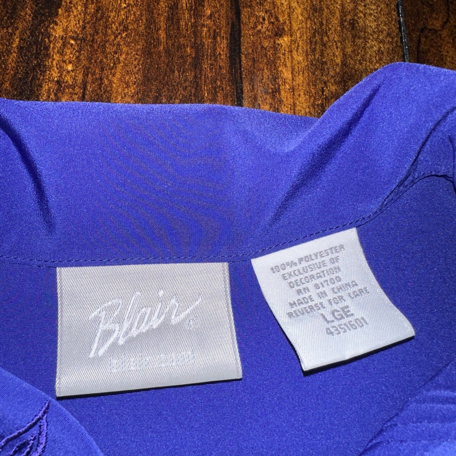 Vtg 80s Blair Women's Top Button Down Shirt Long Sleeve Blue Floral Size L