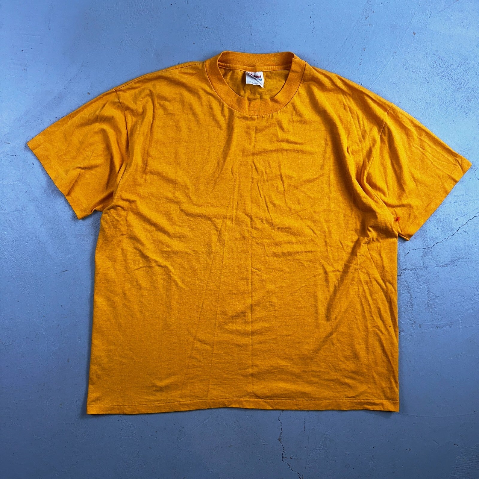 Hanes Blank Yellow Single Stitch VTG T Shirt XL USA No Print Graphic Basic