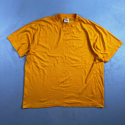 Hanes Blank Yellow Single Stitch VTG T Shirt XL USA No Print Graphic Basic