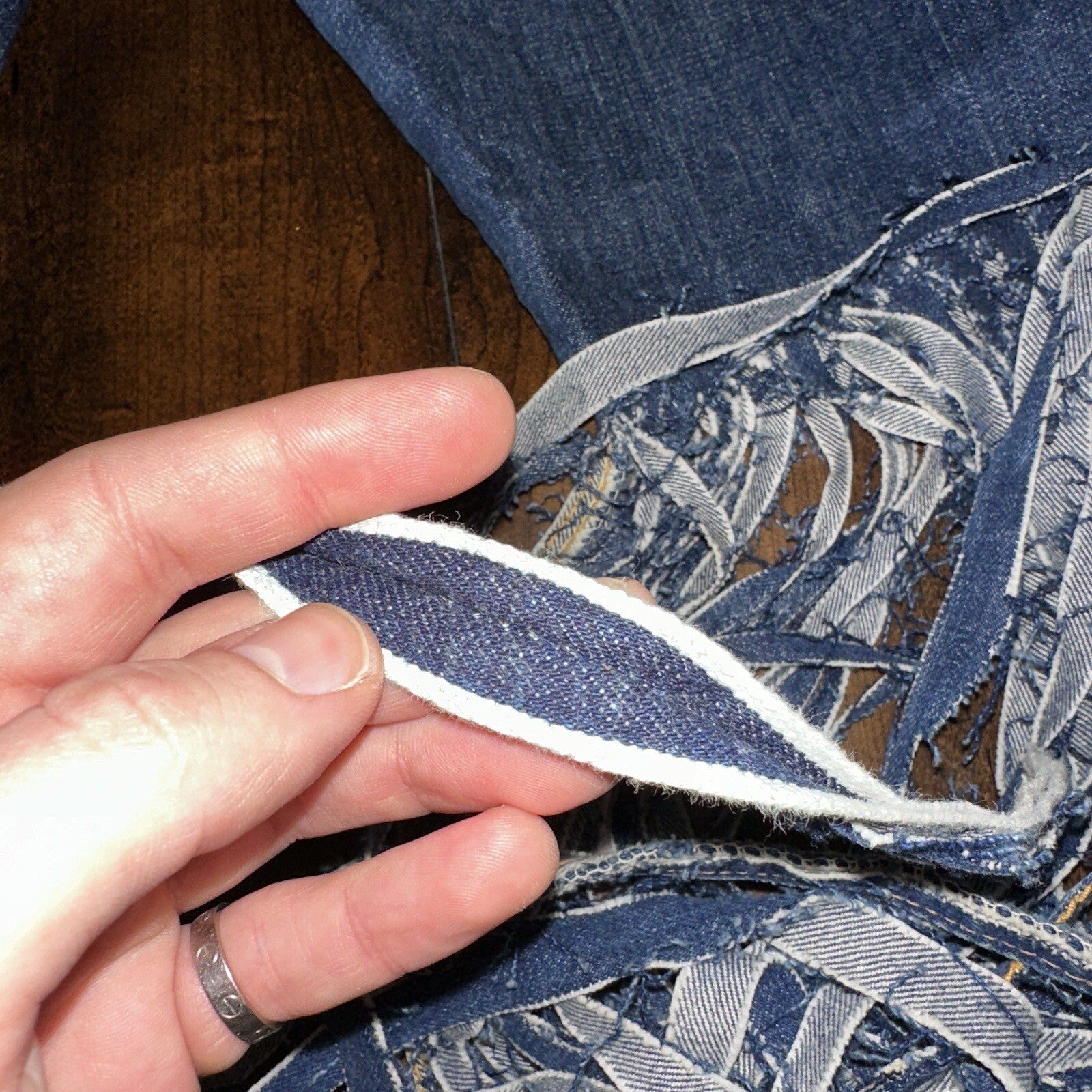 Levis 501 Big E VTG 60s Redline Denim Destroyed Jeans 1960s 28x28 Fringe Boot