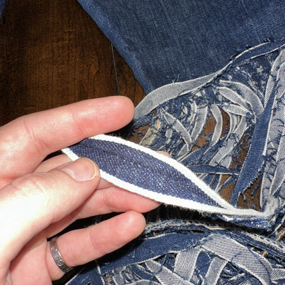 Levis 501 Big E VTG 60s Redline Denim Destroyed Jeans 1960s 28x28 Fringe Boot