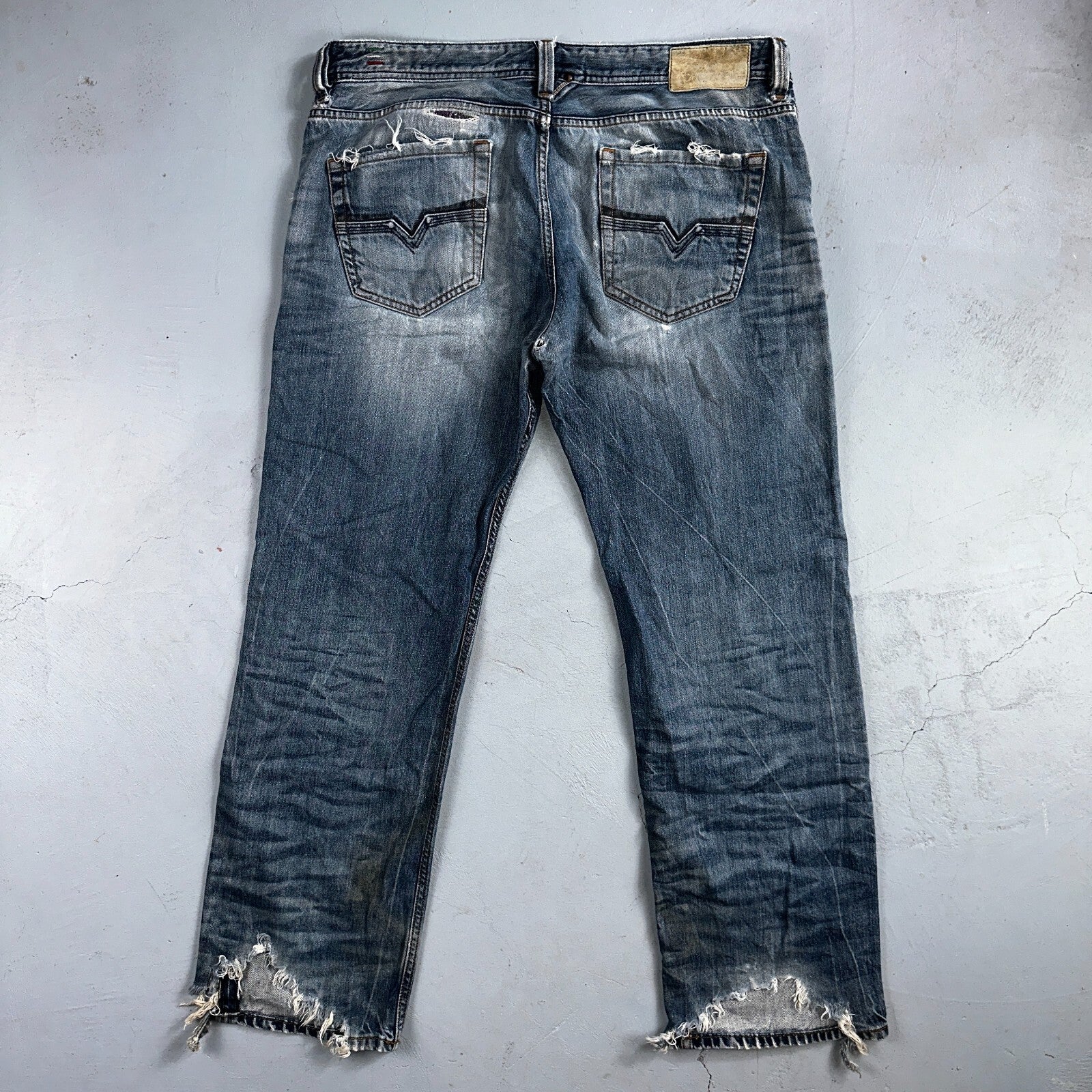 Diesel Larkee Bootcut Stretch Jeans Mens 36x30 Blue Straight 008M2 Whisker Italy
