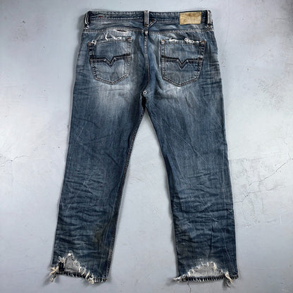 Diesel Larkee Bootcut Stretch Jeans Mens 36x30 Blue Straight 008M2 Whisker Italy