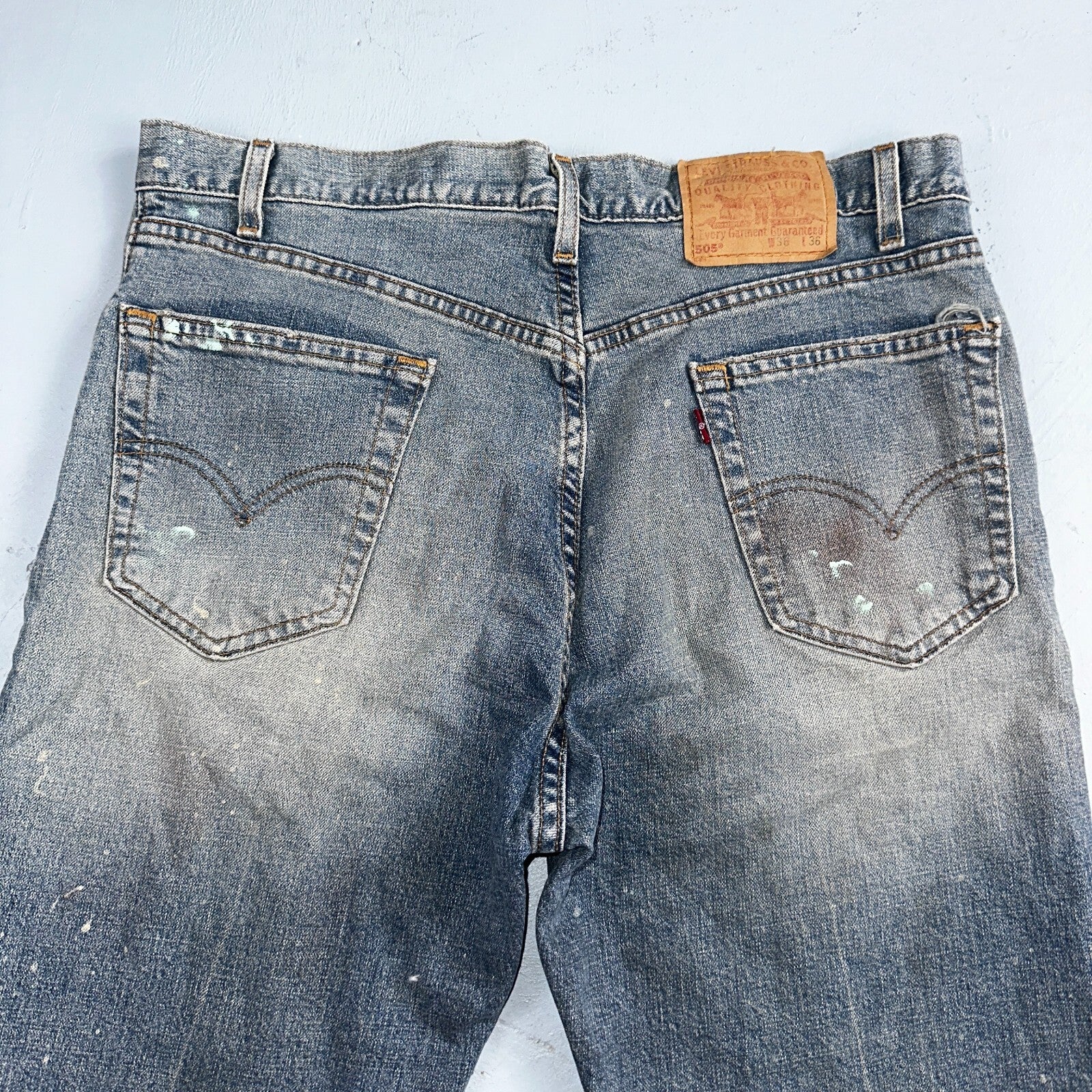 Levis 505 Vintage 90s USA XX Jeans Blue 501 Thrashed Med Wash 36x36 Act 36x30