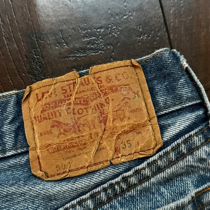 VTG 80s Levis 501 Button Fly 35x32 USA Tag Jeans Straight Wash Blue XX Act 31x31