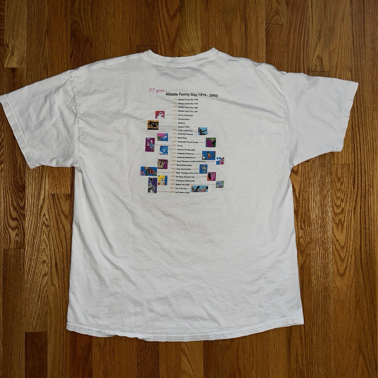 Hanes All State Cool Graphic Y2K Vintage T Shirt Carnival Ferris Wheel Balloons