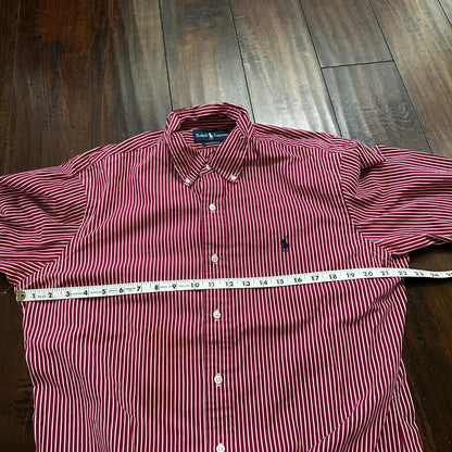 Polo Ralph Lauren Red Stripe Button Down Work Shirt Dress Vtg Up Y2K 90s Western