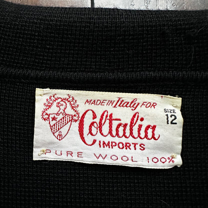 1960’s VTG Wool Cardigan Coltalia Imports Black Women’s Rockabilly 60s Skirt