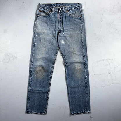 Levis 501 Vintage 90s USA 80s XX Straight Leg Jeans 35x36 Light Wash Act 32x31