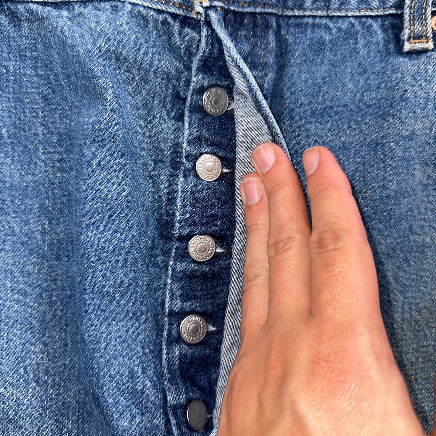 Levis 501 Vintage 90s USA XX Straight Leg Jeans Blue Med Wash 44x32 Act 40x28