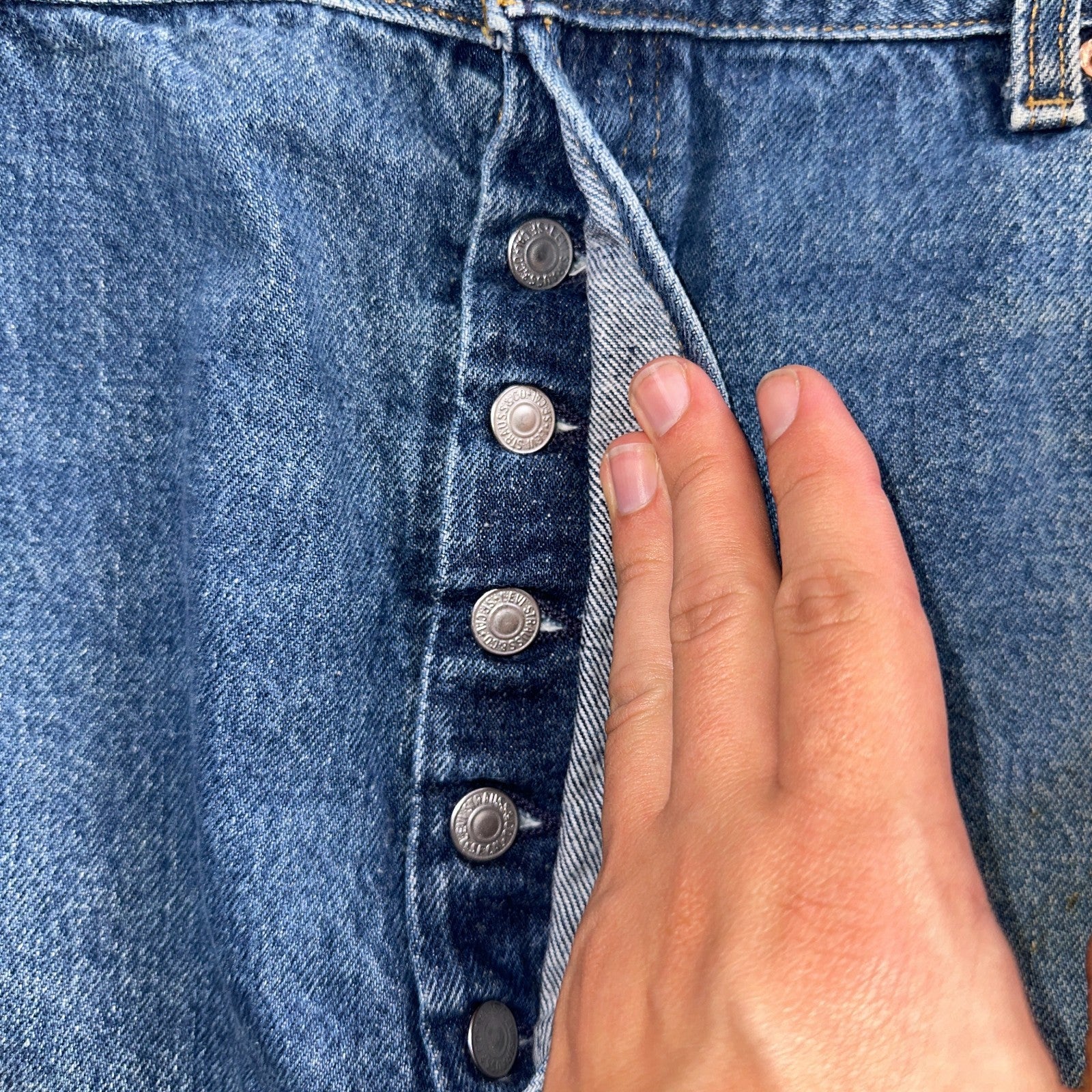 Levis 501 Vintage 90s USA XX Straight Leg Jeans Blue Med Wash 44x32 Act 40x28