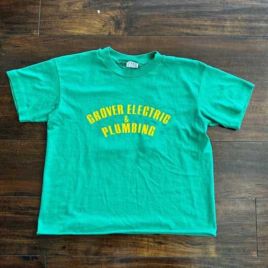Plumbing Vintage T Shirt Funny Crop Top Single Stitch Green Electric 16 Grover
