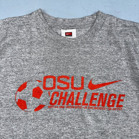 Nike OSU Challenge Soccer VTG T Shirt Y2K 2009 Big Swoosh Graphic On Back Oregon