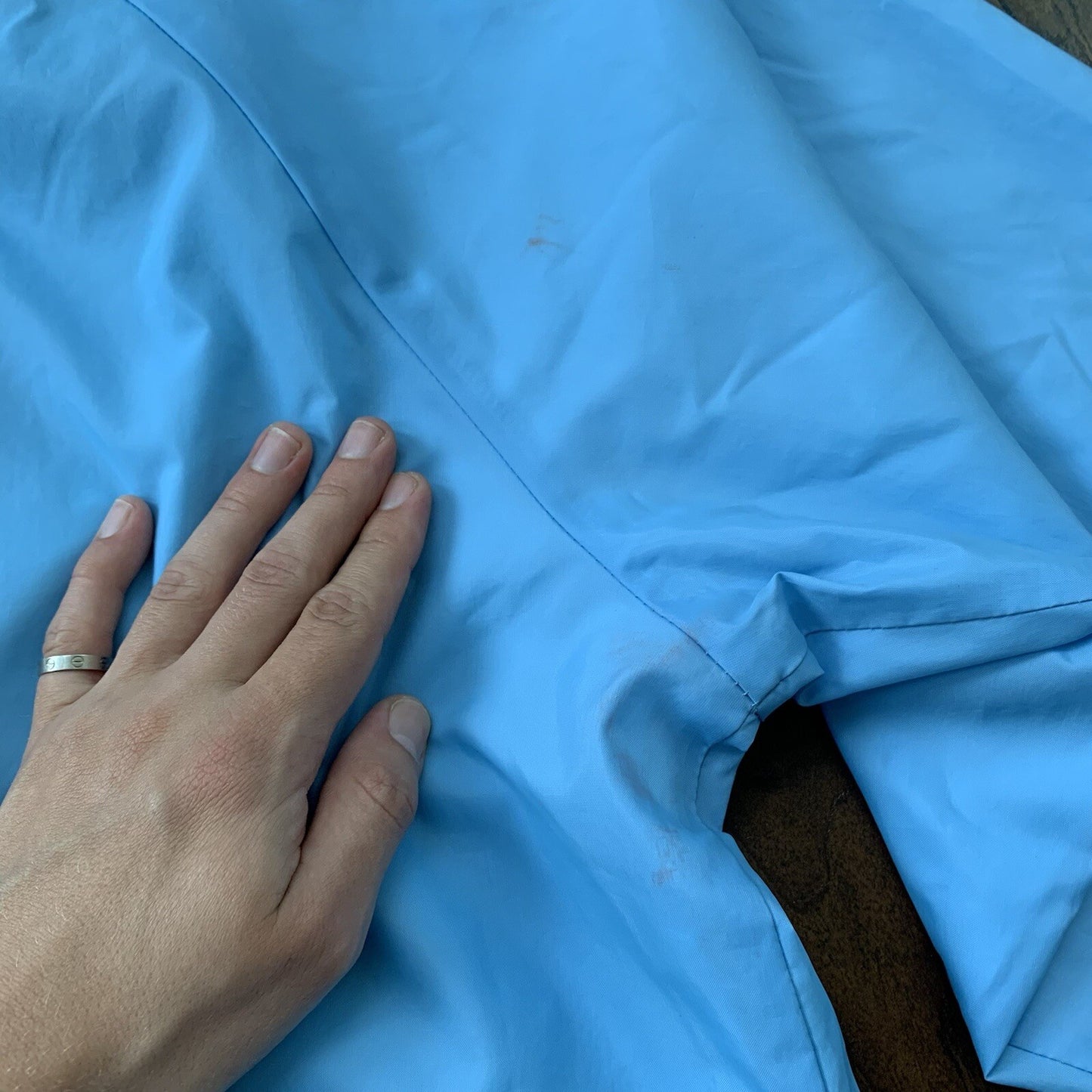 Vintage Oregon 80’s Hartwell Baby Blue Satin Jacket Lined USA Independence 1950