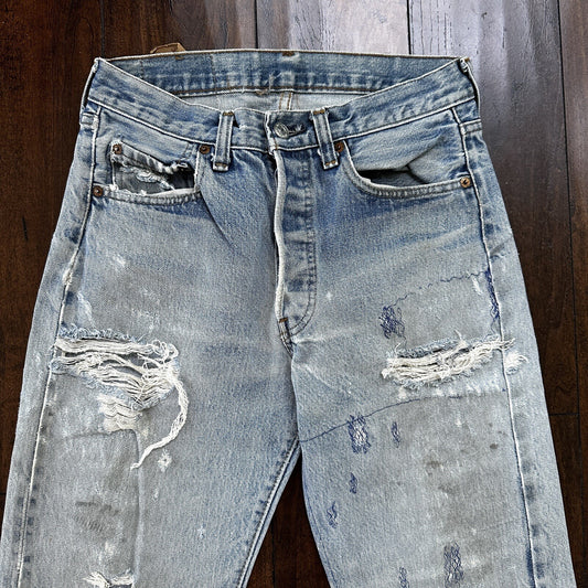 Levis Vintage 80s Redline Selvedge USA 501 XX Jeans 66 70s Light 30x36 Act 27x30