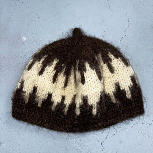 VTG 60s 70s Wool Hand Knit Winter Beanie Hat OSFM Rockabilly Warm Grunge Basic