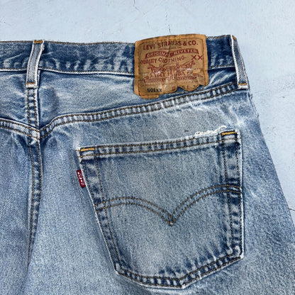 Levis 501 Vintage 90s USA XX Straight Leg Jeans Blue Light Wash 38x36 Act 34x31