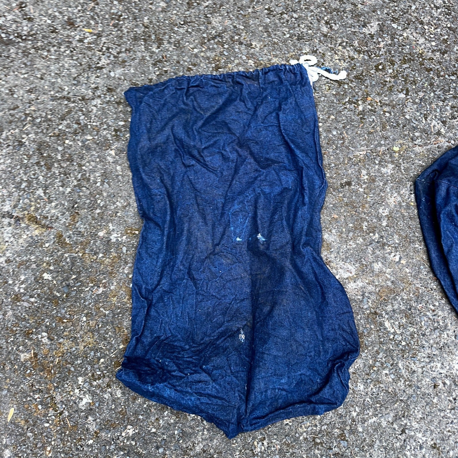 VTG 60s 50s Denim Blue Laundry Drawstring Faded Civilian Bag Lot of 3 USED