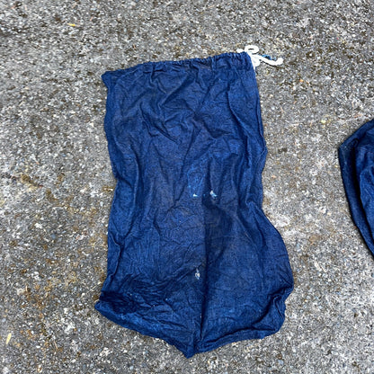VTG 60s 50s Denim Blue Laundry Drawstring Faded Civilian Bag Lot of 3 USED