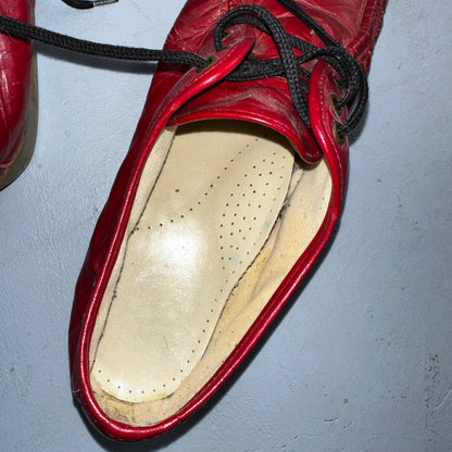 SAS Bounce Red Leather Lace Up Comfort Women's Shoes Sz 8 VTG 80s