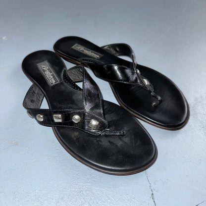 Brighton Womens Black Thong Sandals Size 8 Cute Y2K Made in Italy