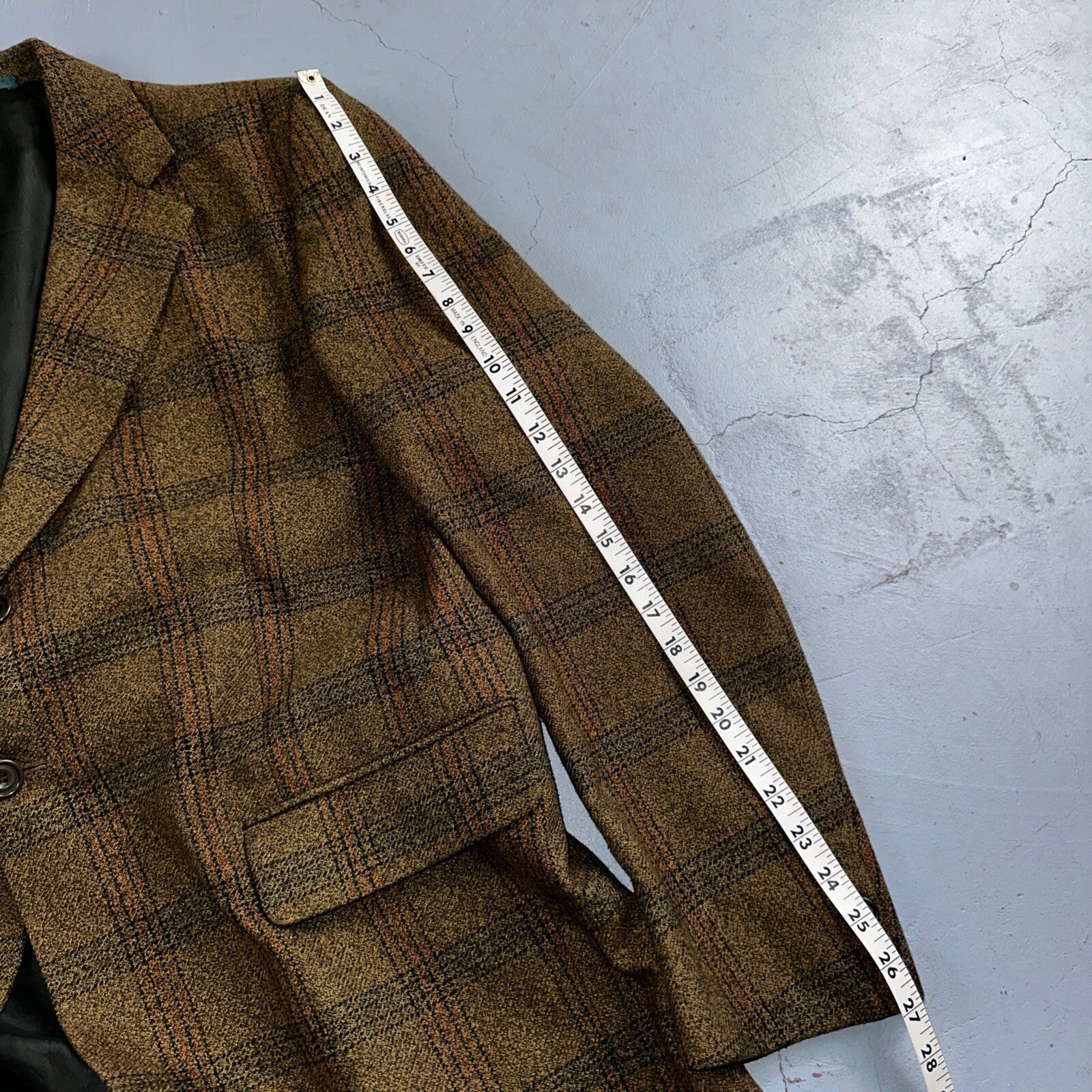 VTG Mens Suit 42 Jacket Sport Coat Rockabilly 80s 70s Wool Stripe Brown Short