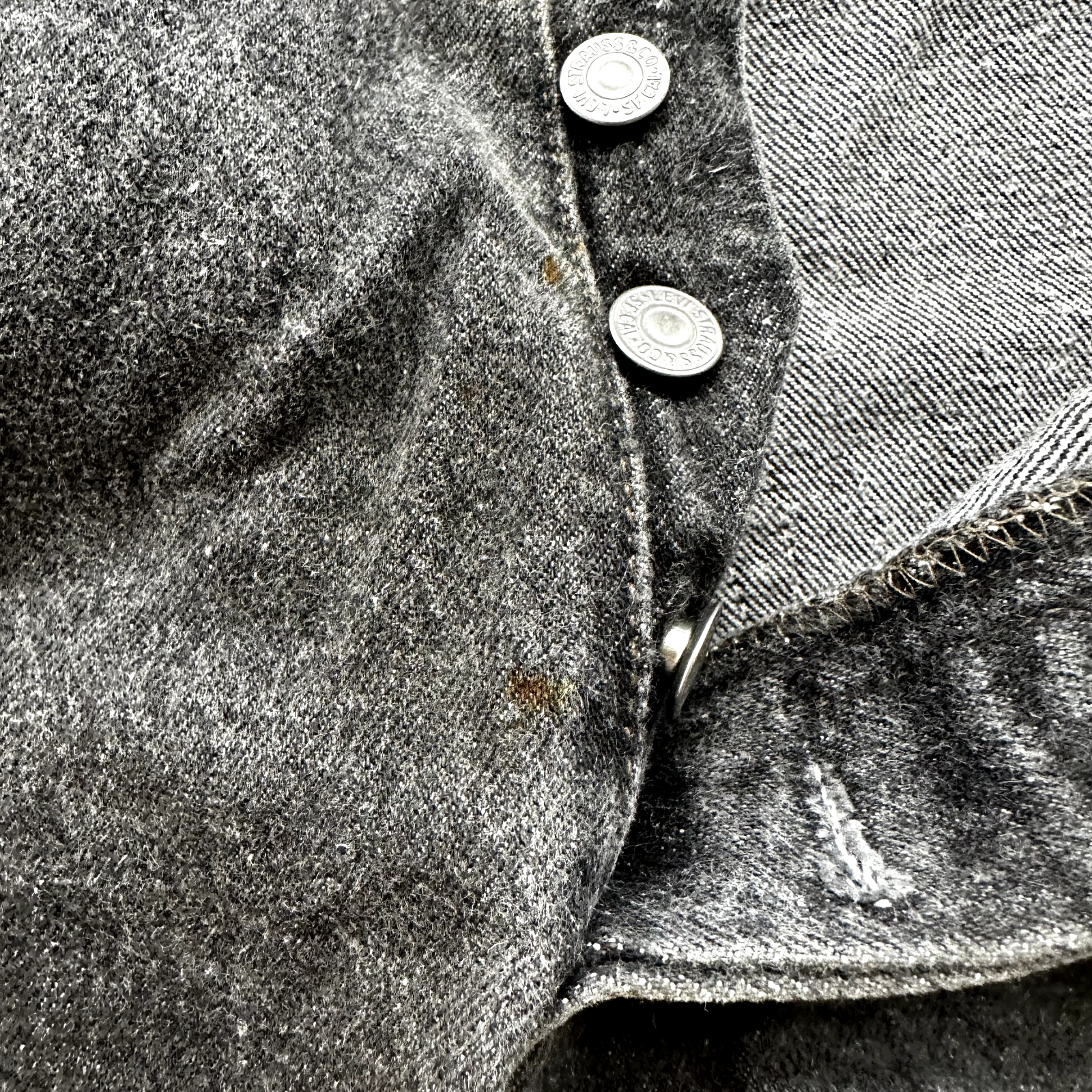 Vintage Levis 501 Button Fly 90s Tag Jeans Black Gray 80s 38x34 Act 35x32