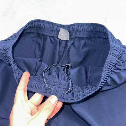 Nike Vintage Blue Nylon Shorts Swoosh Y2K Silver Tag 9” Inseam Running Gym