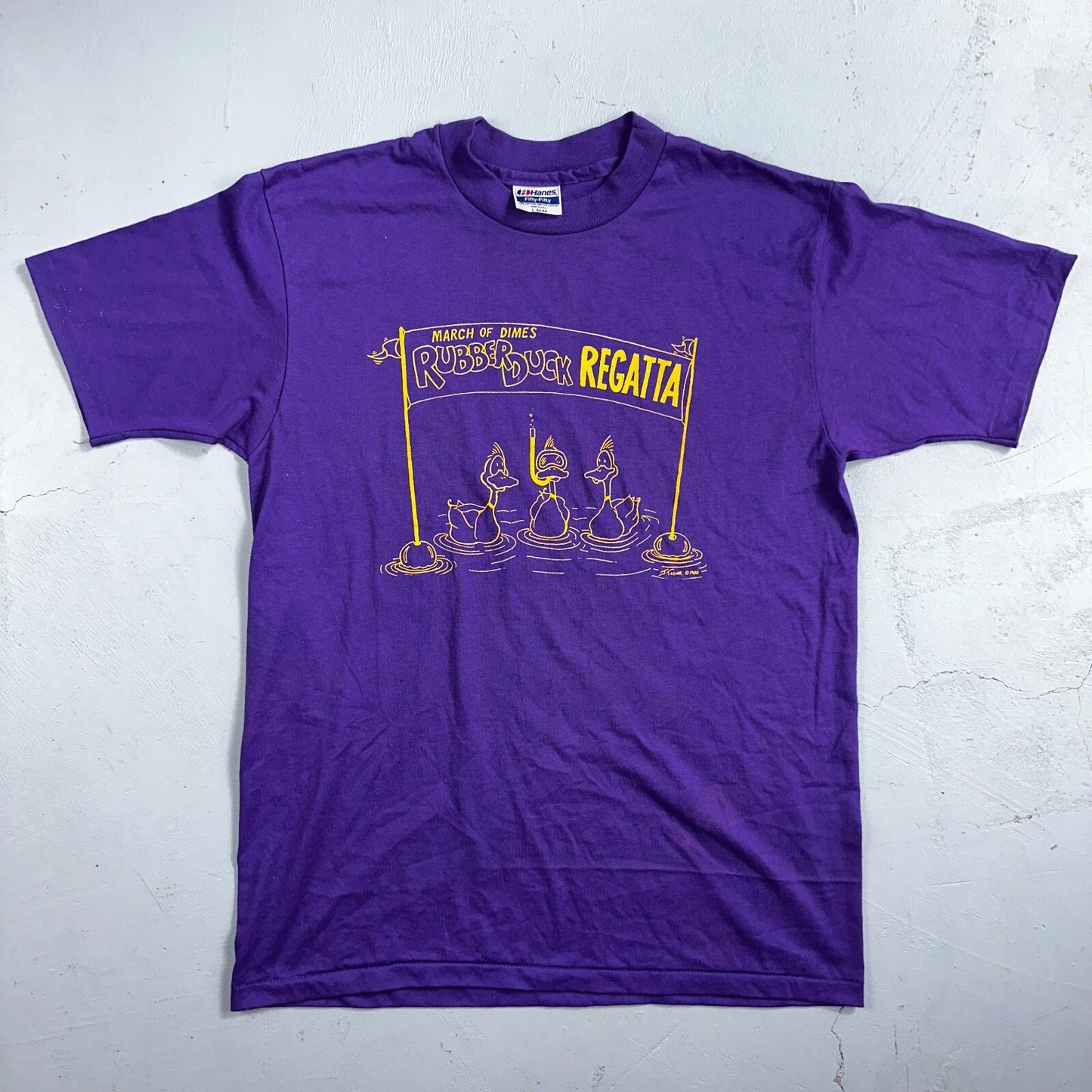 Hanes 80s Rubber Duck Purple Funny VTG T Shirt 1980s March Dimes Rap Oregon