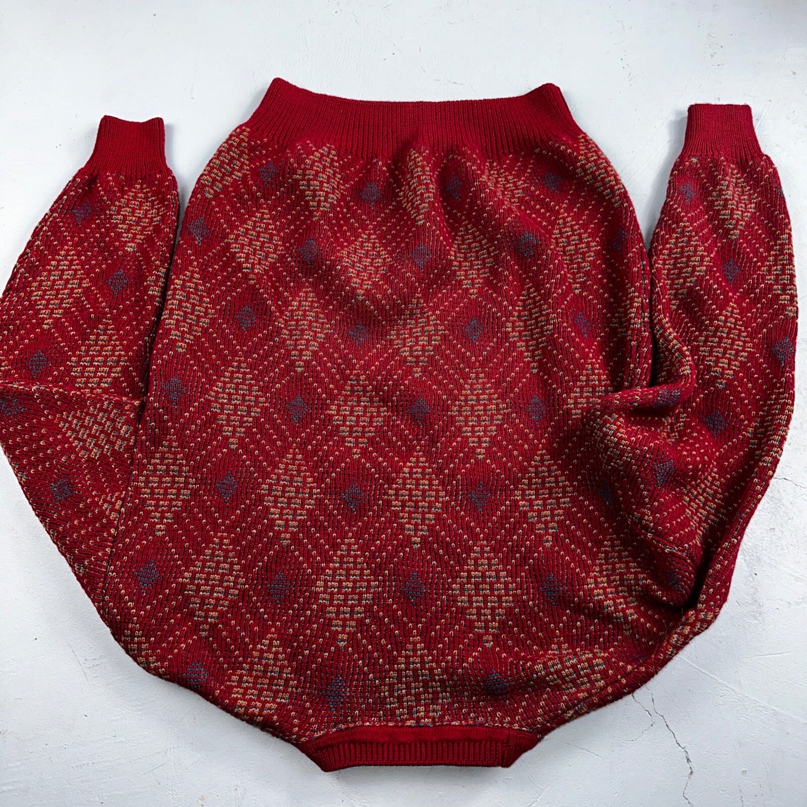 Pendleton VTG 100% Wool Sweater Mens L Argyle Red Oregon USA  Preppy Christmas