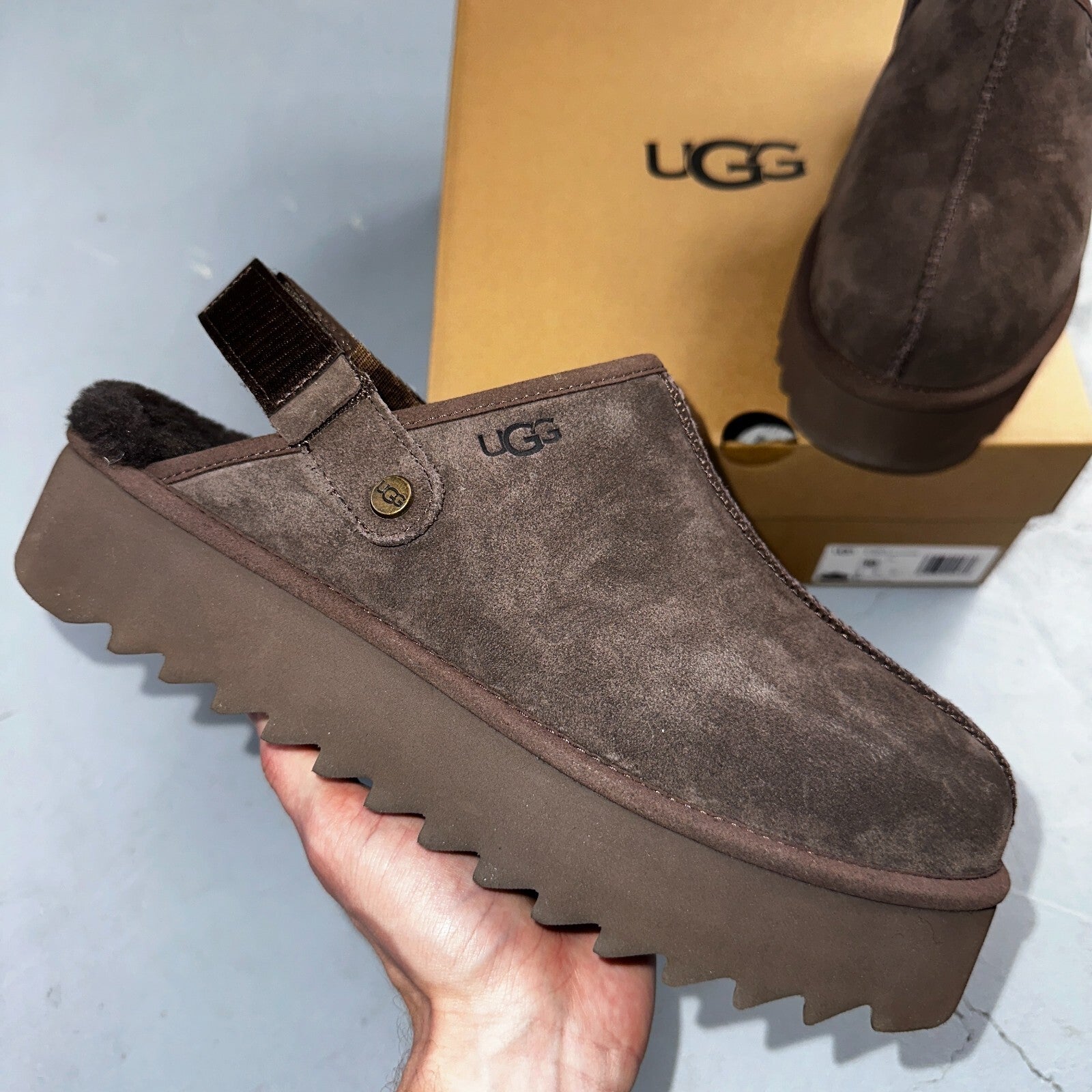 Ugg Australia Womens  Lanah Clog Platform Slipper Size 10 NIB Brown Chocolate