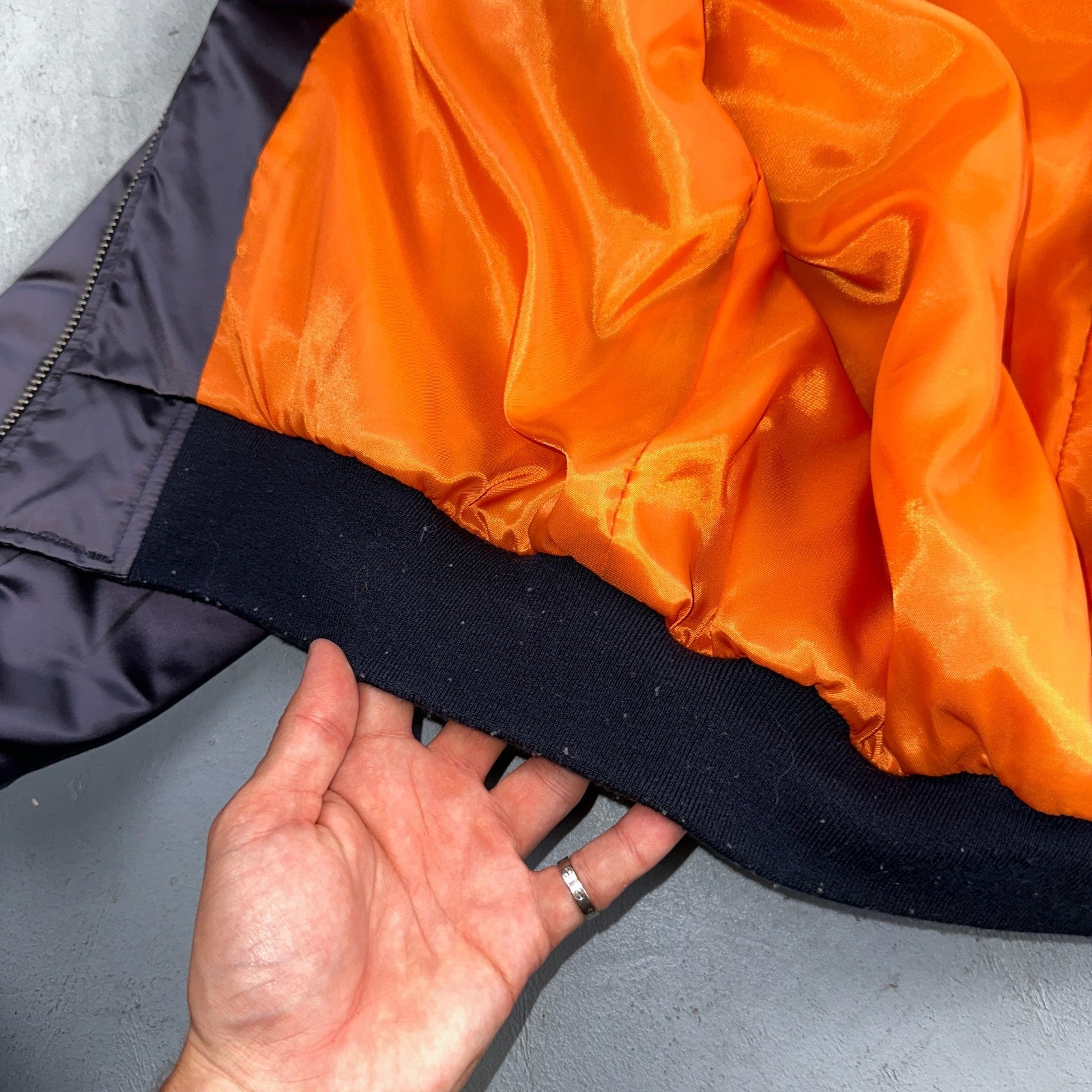 T Alexander Wang Navy Blue Satin Women Bomber Jacket Crop Size 6 Designer Silky