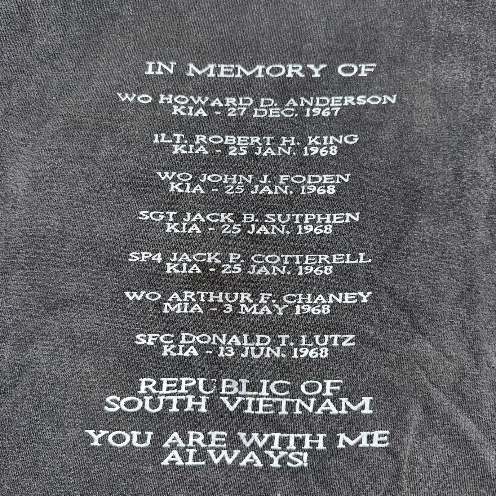 South Vietnam RIP VTG T Shirt Single Stitch Memorial War Army Military USA Faded