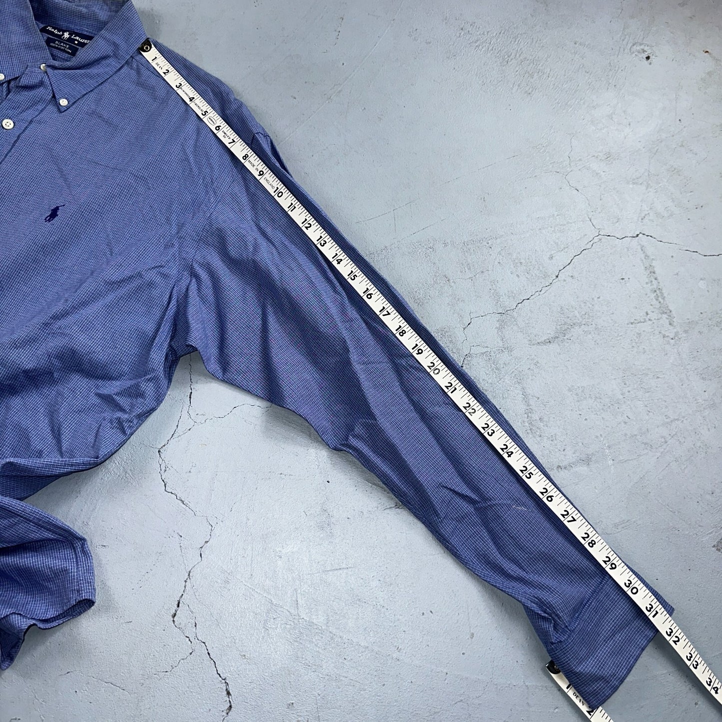 Ralph Lauren Polo VTG Button Down Shirt Men's L Blue Plaid Blake Two-Ply