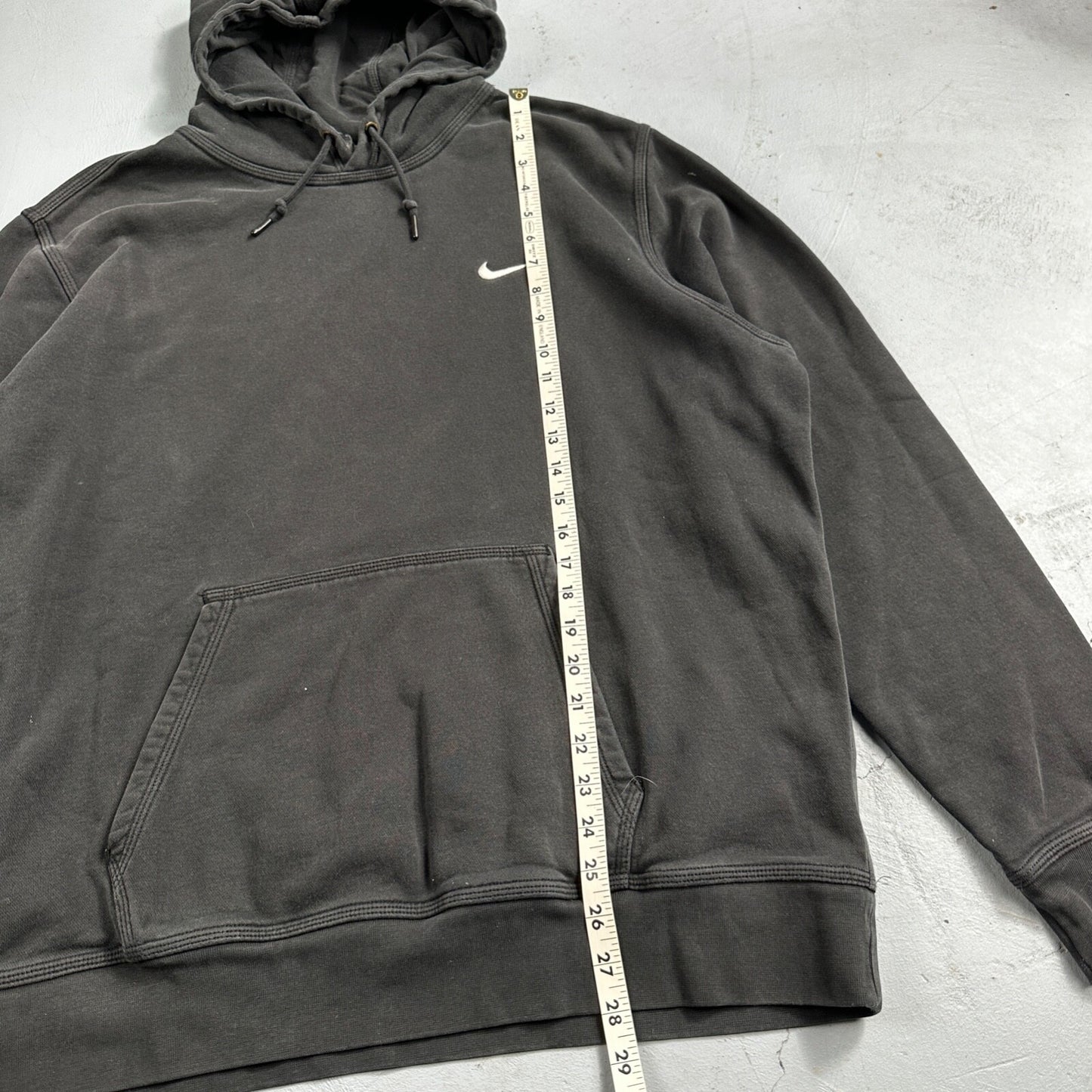 Nike Hoodie Men 2XL Black Swoosh Hooded Pullover Tonal Basic Fleece