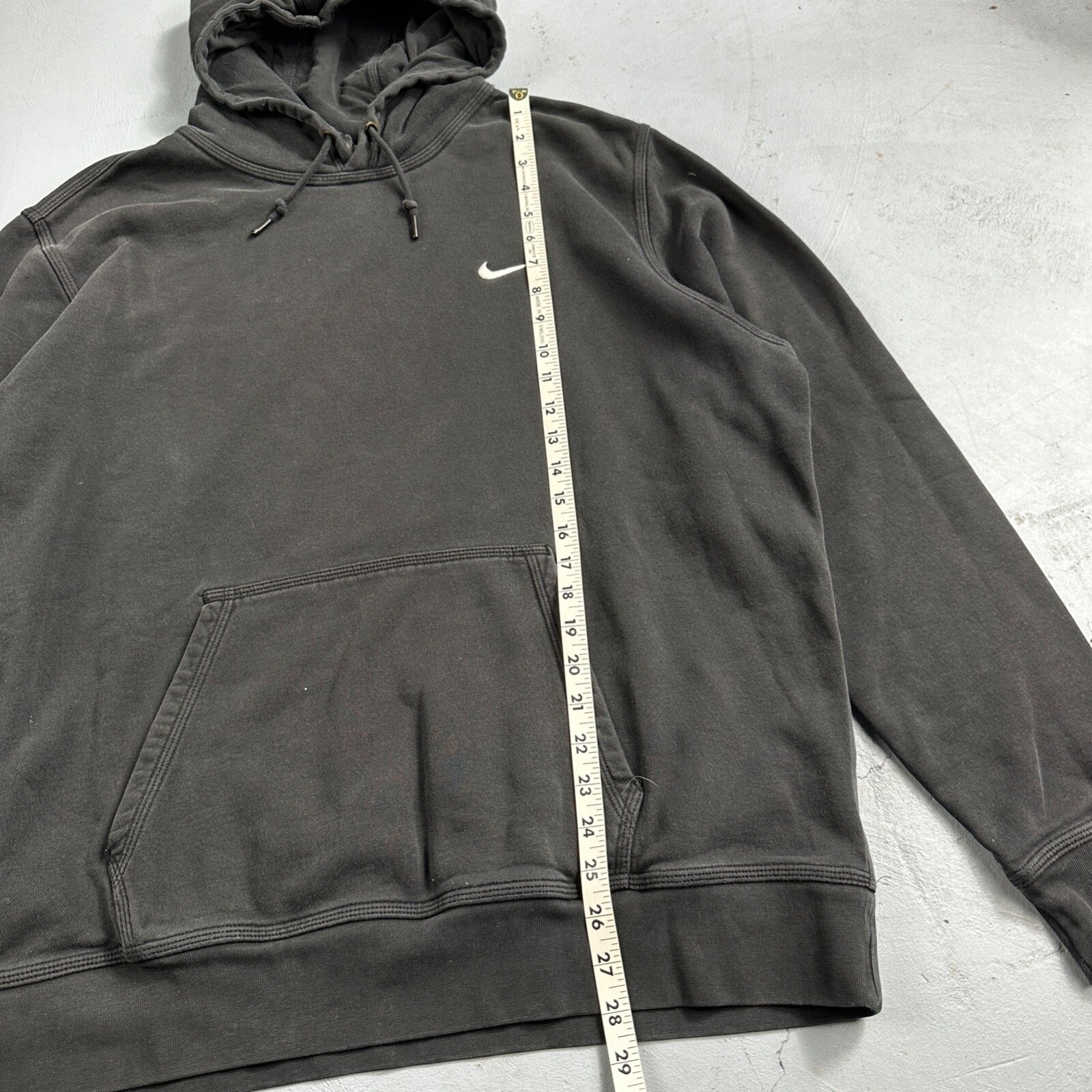 Nike Hoodie Men 2XL Black Swoosh Hooded Pullover Tonal Basic Fleece