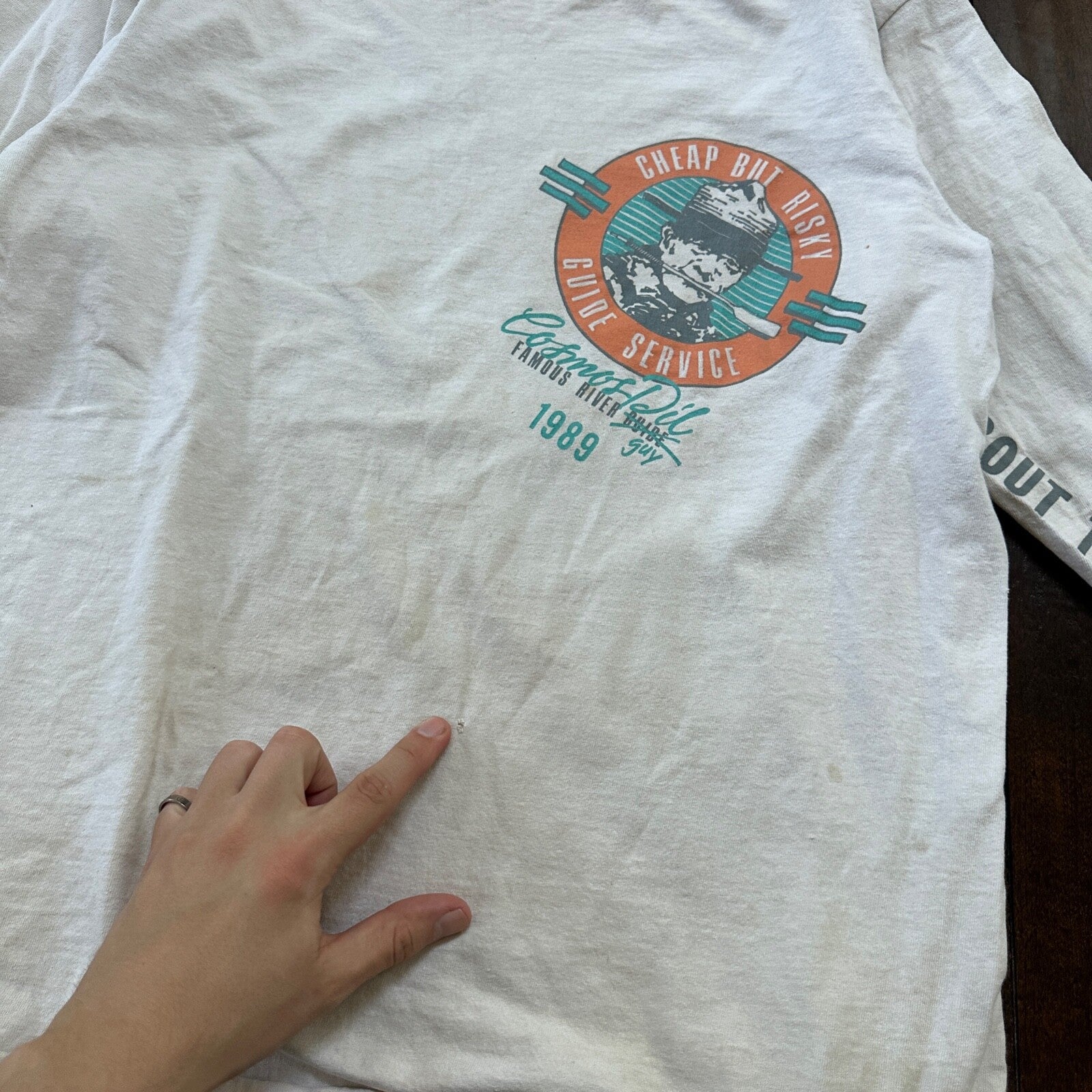 Oneita VTG T Shirt Cosmos Dil Famous River Guide Oregon Hiking Travel Funny