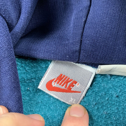 Nike Vintage Sweatshirt Mens T Shirt Tonal Hoodie Center Swoosh Blue 80s Rap