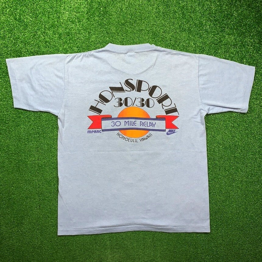 Honolulu Hawaii Vintage Nike T Shirt USA Rare Rainbow Large Blue Geisha 1982 80s