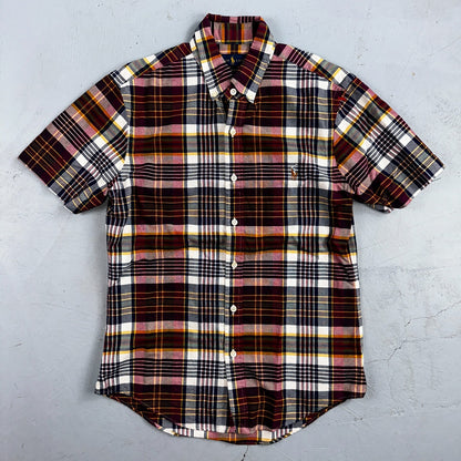 Polo Ralph Lauren Slim Fit Plaid Button Down Shirt Mens S Small Red Yellow