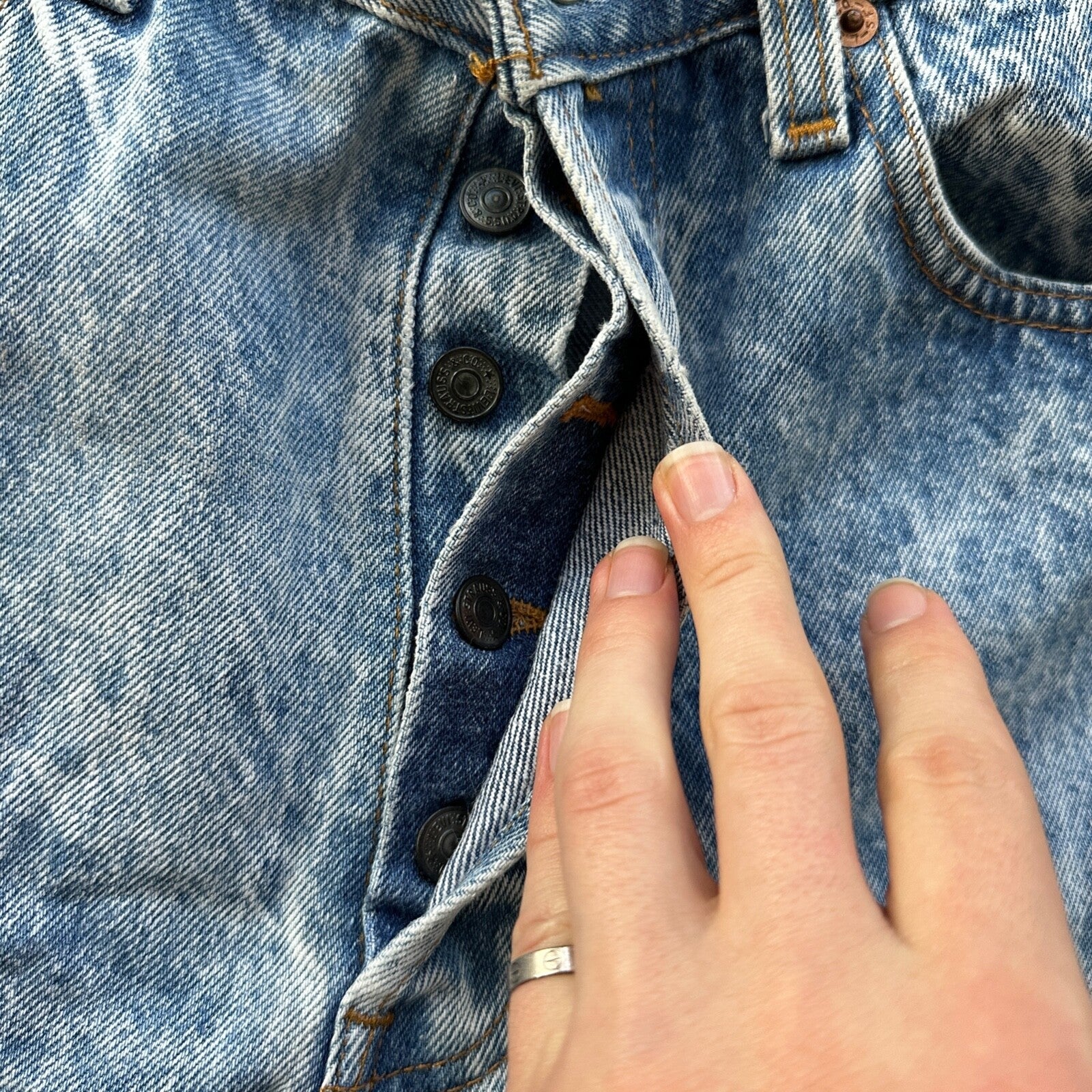 VTG 90s Levis 501 Button Fly 33x34 USA Tag Jeans Acid Wash 80s Act 30x33