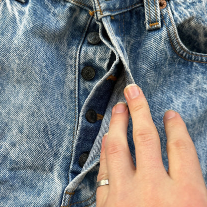 VTG 90s Levis 501 Button Fly 33x34 USA Tag Jeans Acid Wash 80s Act 30x33