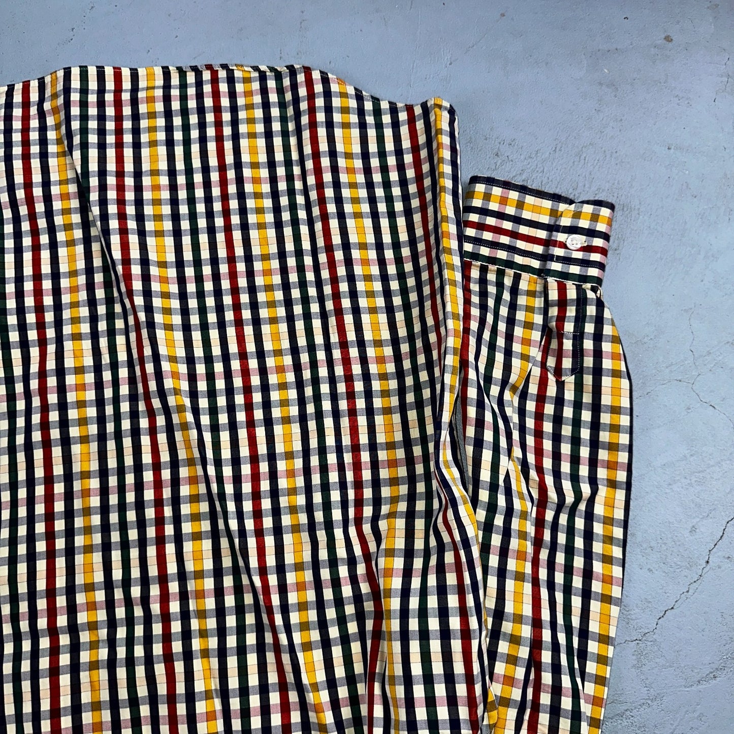 Paul & Shark Shirt Men's 46 Button Down Long Sleeve Gingham Check Italy Tricolor