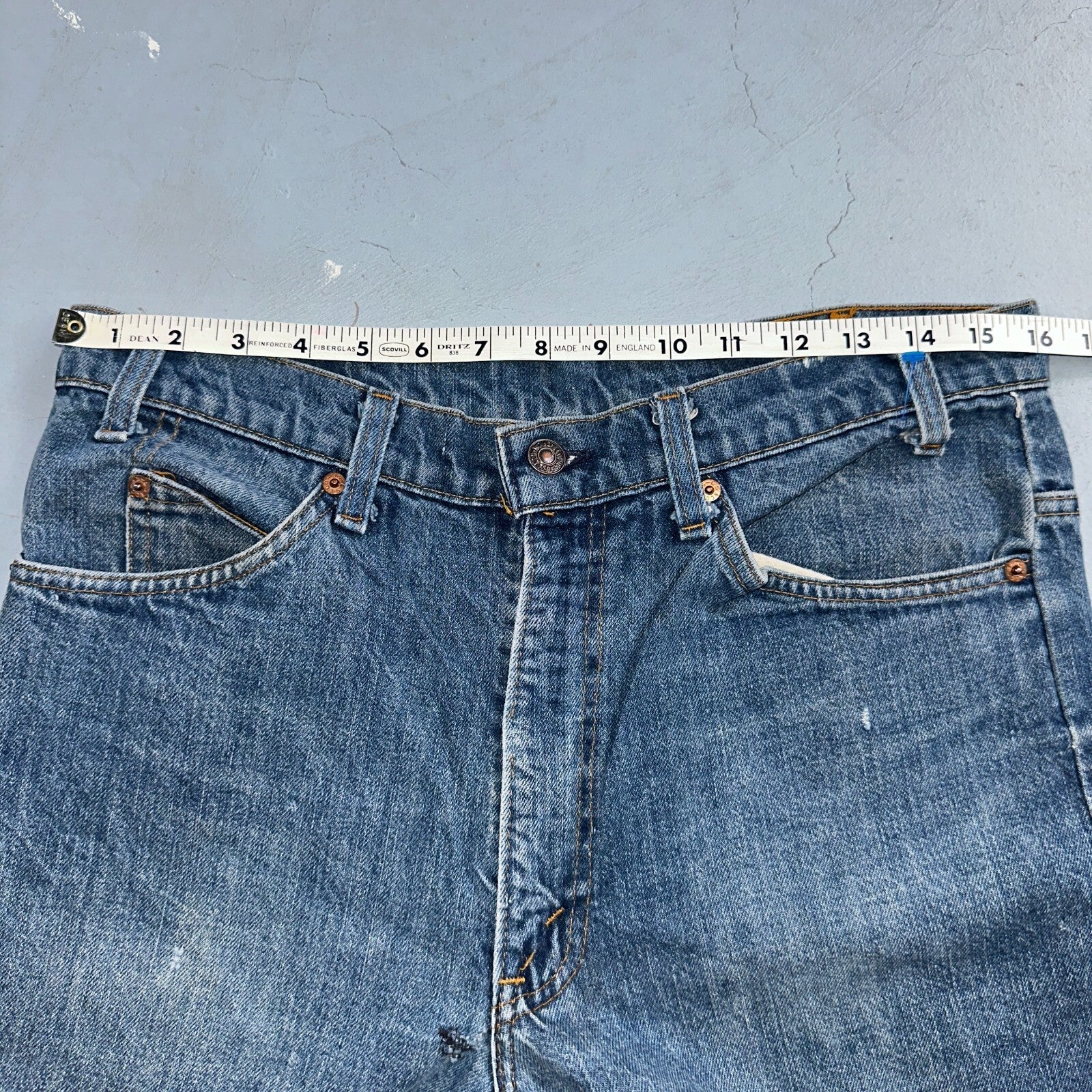 Levis 517 Vintage 80s USA Orange Tab Bootcut Flare Blue Worn Jeans Act 32x26