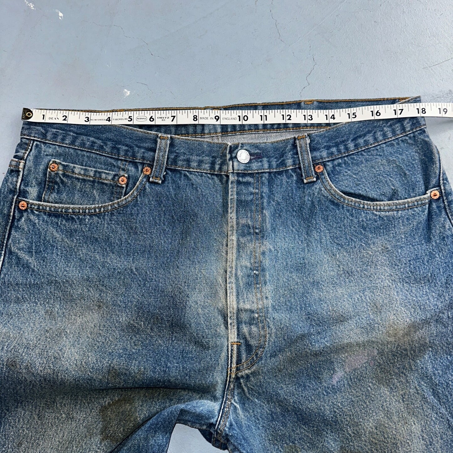 Levis 501 Vintage 90s USA XX Straight Leg Jeans Blue Med Wash 40x30 Act 36x27