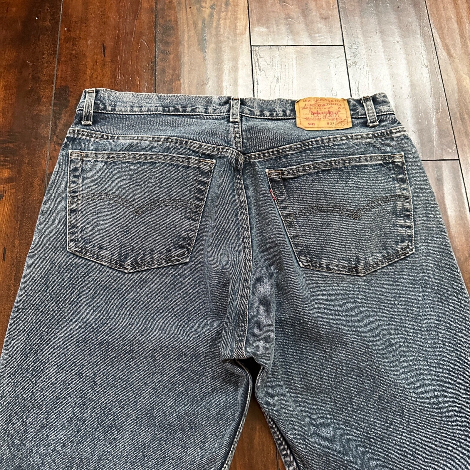 VTG 90s Levis 501 Button Fly 38x32 USA Tag Jeans Straight Wash Blue XX Act 34x30