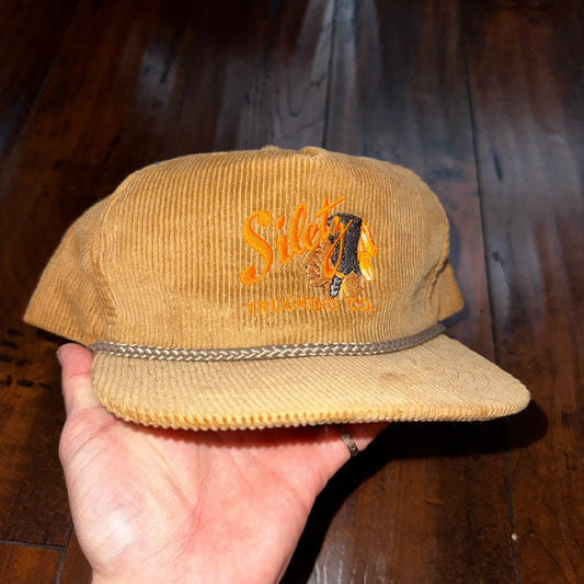 Silety Trucking Indian Vintage Hat Cap Snapback Corduroy Brown 80s Hipster Cool