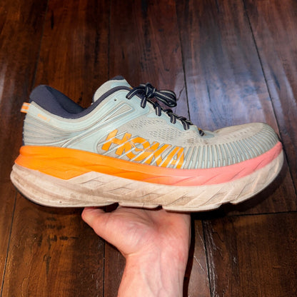 Hoka One One Bondi 10.5 Womens Cushioned Running Shoes Blue Haze Orange