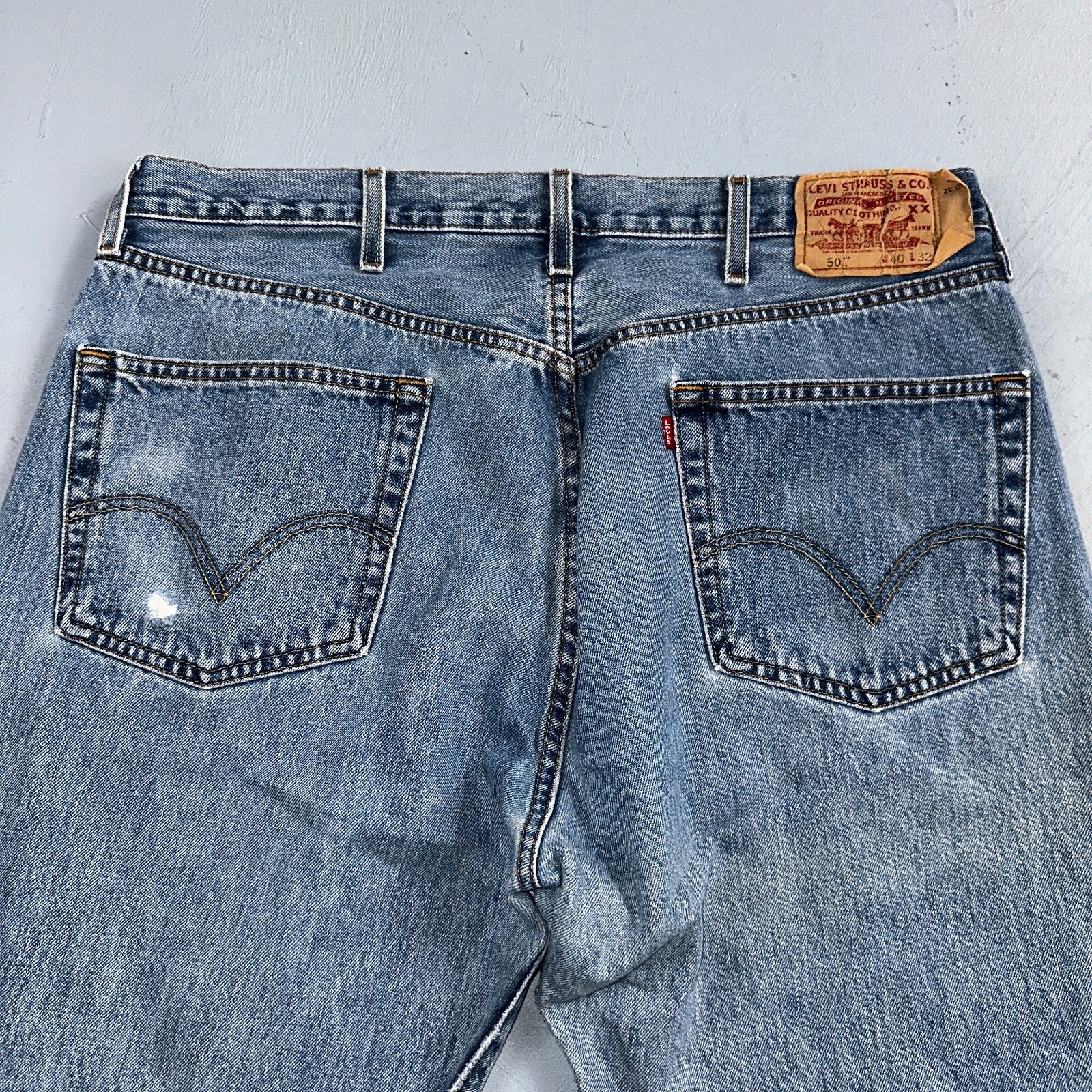Levis 501 Vintage 90s Mexico Straight Leg Jeans 40x32 Y2K Light Wash Act 36x30